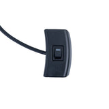 Pride Jazzy Air 2 seat elevation actuator switch assembly ELE1804439, black rocker switch in curved armrest housing with cable