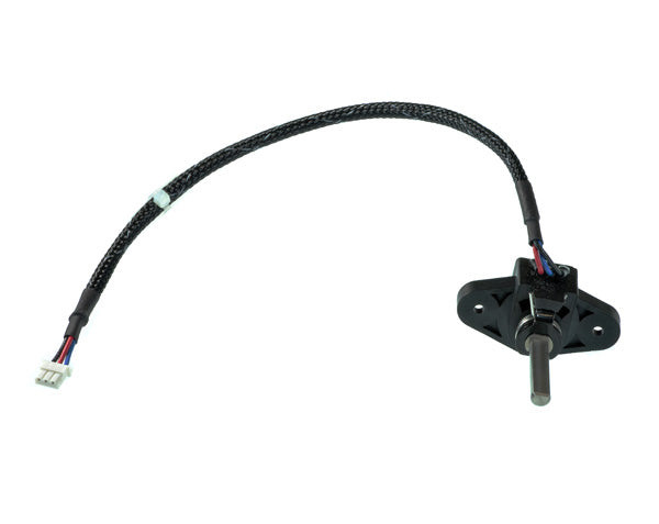 5K Ohm Throttle Potentiometer (Throttle Pot) Assembly with Rear Mounted Wiring Harness, featuring a black electrical device with wires, suitable for various Pride mobility scooters, requiring custom wiring.