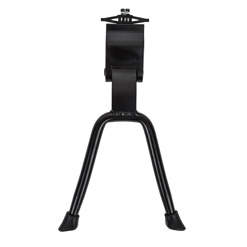 Pro-HD Double Kickstand for 26 Wheels: A sturdy black metal stand with a clip, featuring a black handle and alloy construction, designed to support and stabilize your bicycle effectively.