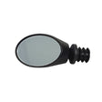 Pro Road Warrior Bar End Mirror: A side view mirror designed for bikes and scooters, featuring a black rubber tube and a close-up view of the mounting plug.