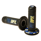 Pro Taper Handlebar Grip Set for Scooters, ATVs, & Dirt Bikes, featuring a close-up of the diamond pattern, dual-density construction, and black rubber grip on a handlebar.