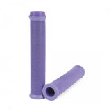 Have A Bike Day Handlebar Grips for Bikes & Scooters: Close-up of purple, flangeless rubber grips with articulated radial rib pattern, designed for firm grip and shock absorption.