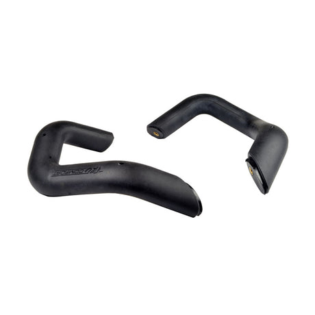 Push Handle for Quantum Power Chairs with Tru-Balance 2 Power Tilt or Synergy Seat, featuring black plastic handlebars and rubber parts, suitable for left or right side.