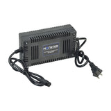 36 Volt 1.6 Amp 3-Prong Battery Charger for the Minimoto Maxii 400, a black electronic device with wires, featuring a 3-prong female connector and a power cord.