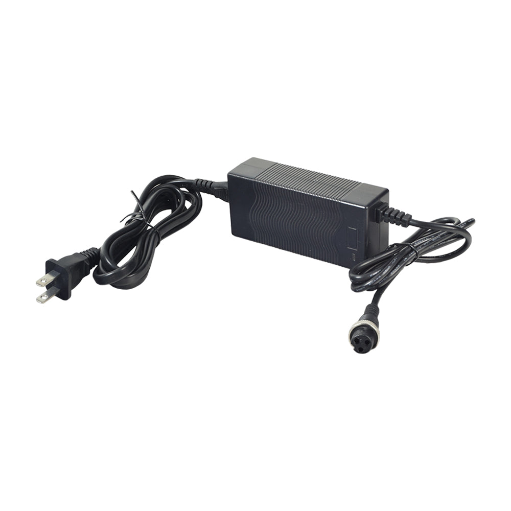 24 Volt 1.5 Amp 3-Prong Battery Charger featuring a black power cord with a plug, designed for Razor scooters and other 24-volt scooters, shown with inline style connectors.