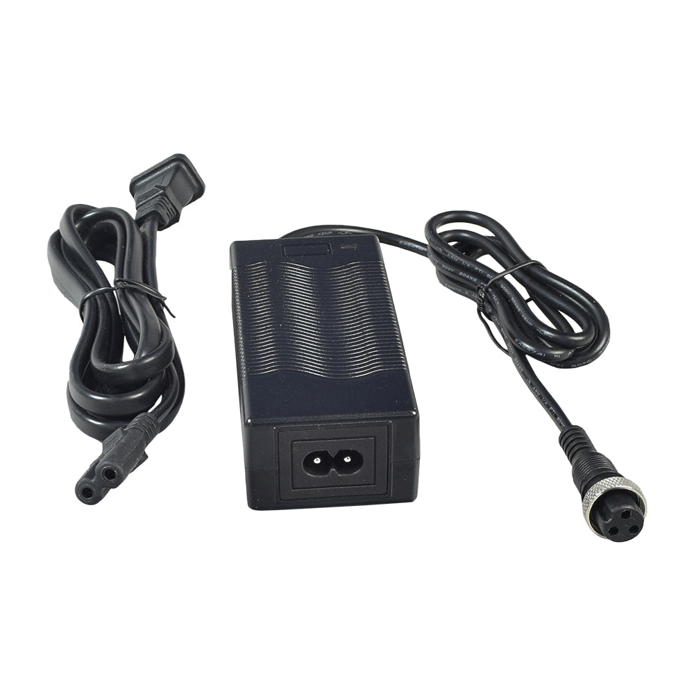 24 Volt 1.5 Amp 3-Prong Battery Charger for the Razor Electric Scream Machine, featuring a black power cord with a plug and a black wire wrapped in a rubber band.