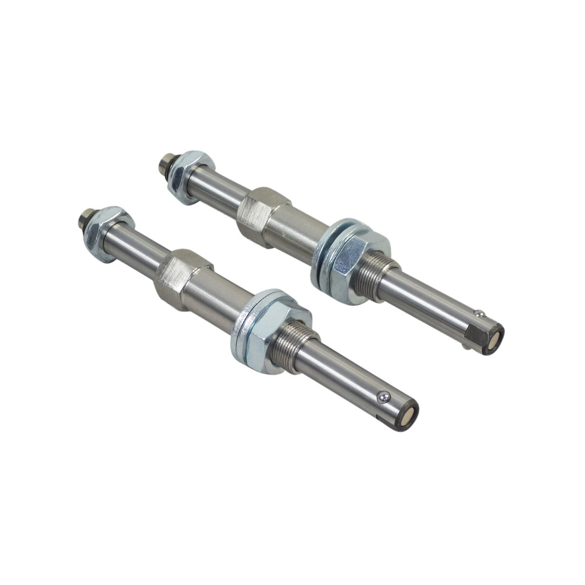 Hub and QR Axle for the Aquatec Ocean Ergo Shower Chair (Set of 2), featuring stainless steel metal rods with attached nuts, providing durable, corrosion-resistant parts for secure assembly.