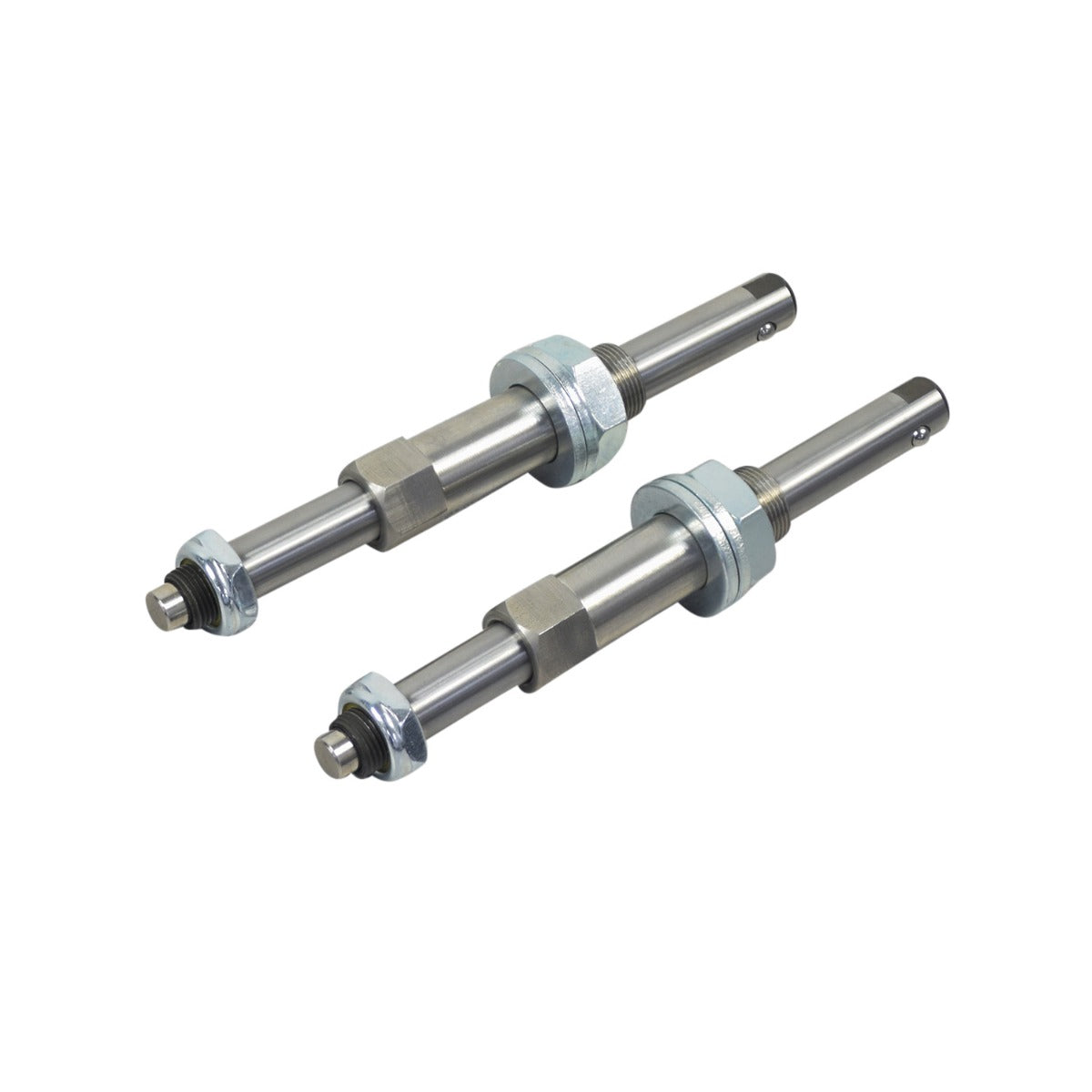 Hub and QR Axle for the Aquatec Ocean Ergo Shower Chair (Set of 2), featuring close-up views of stainless steel rods, bolts, and nuts designed to prevent corrosion.