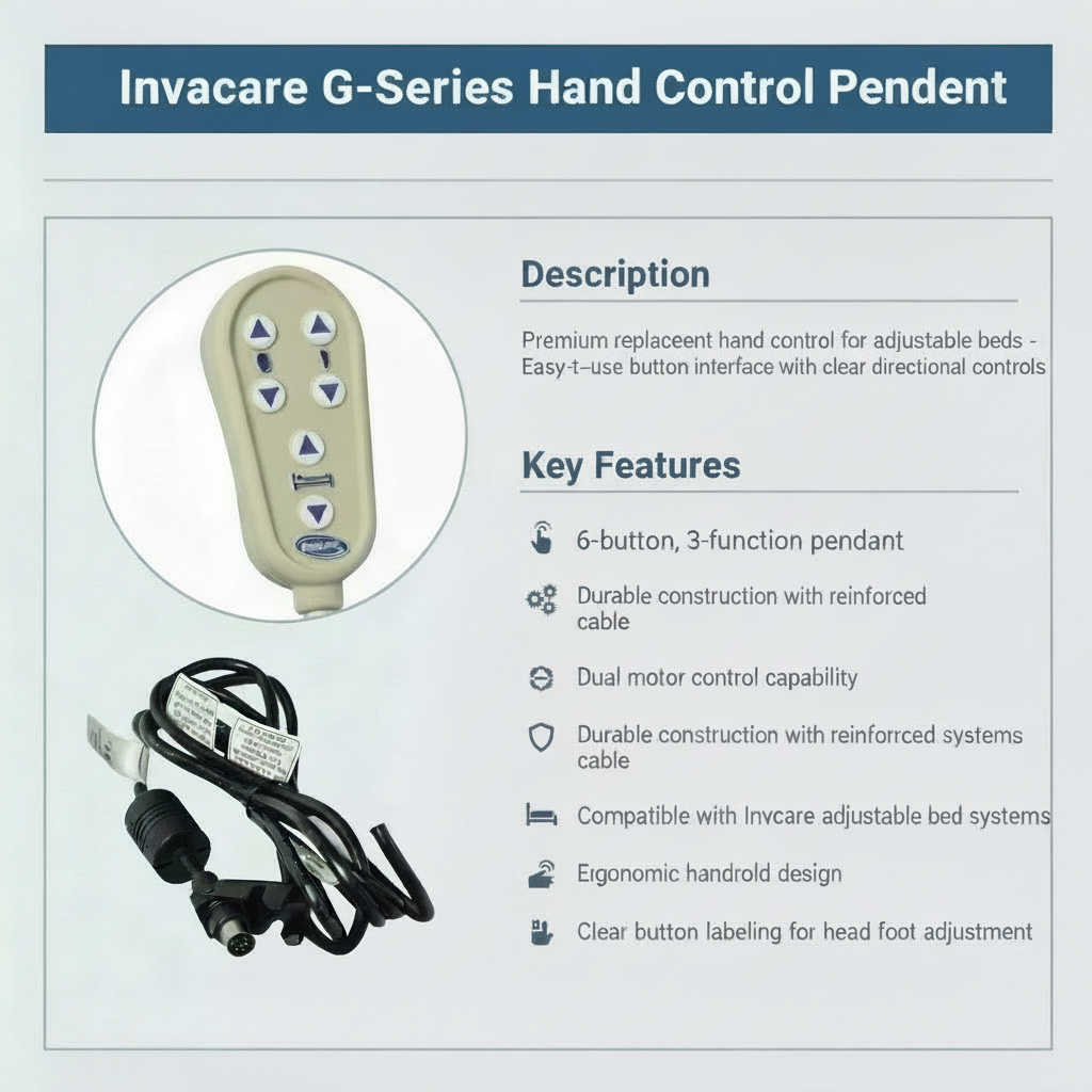 6-Button 3-Function Hand Control Pendant for the Invacare G-Series Full Electric Bed (60108014)