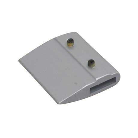 Wheel Lock Shoe Spacer for Invacare Manual Wheelchairs, a silver rectangular machined alloy piece with two visible screws, designed to fit 9000 series and Tracer models for braking functionality.