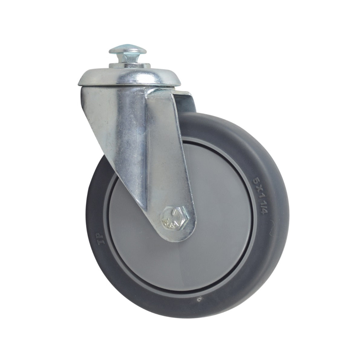 5 Swivel Caster Assembly for Invacare Manual Hydraulic Stand Up Lifts, featuring a close-up of the metal plate, wheel, and screw components, essential for patient lift compatibility.