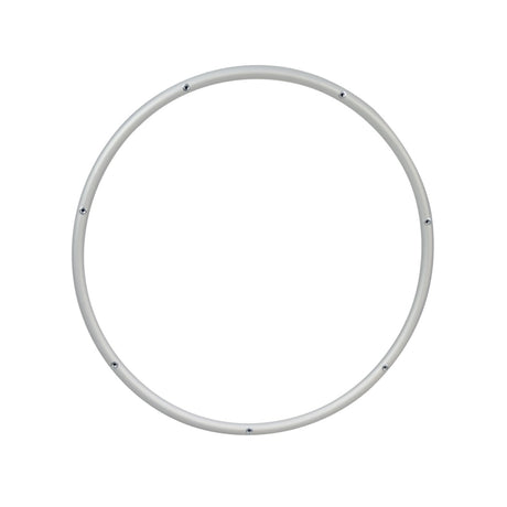 Hand Rim for Invacare Tracer Series Manual Wheelchairs: Close-up of a white aluminum alloy hand rim with seven mounting holes, designed to fit 24 wheels, enhancing mobility for lightweight manual wheelchairs.