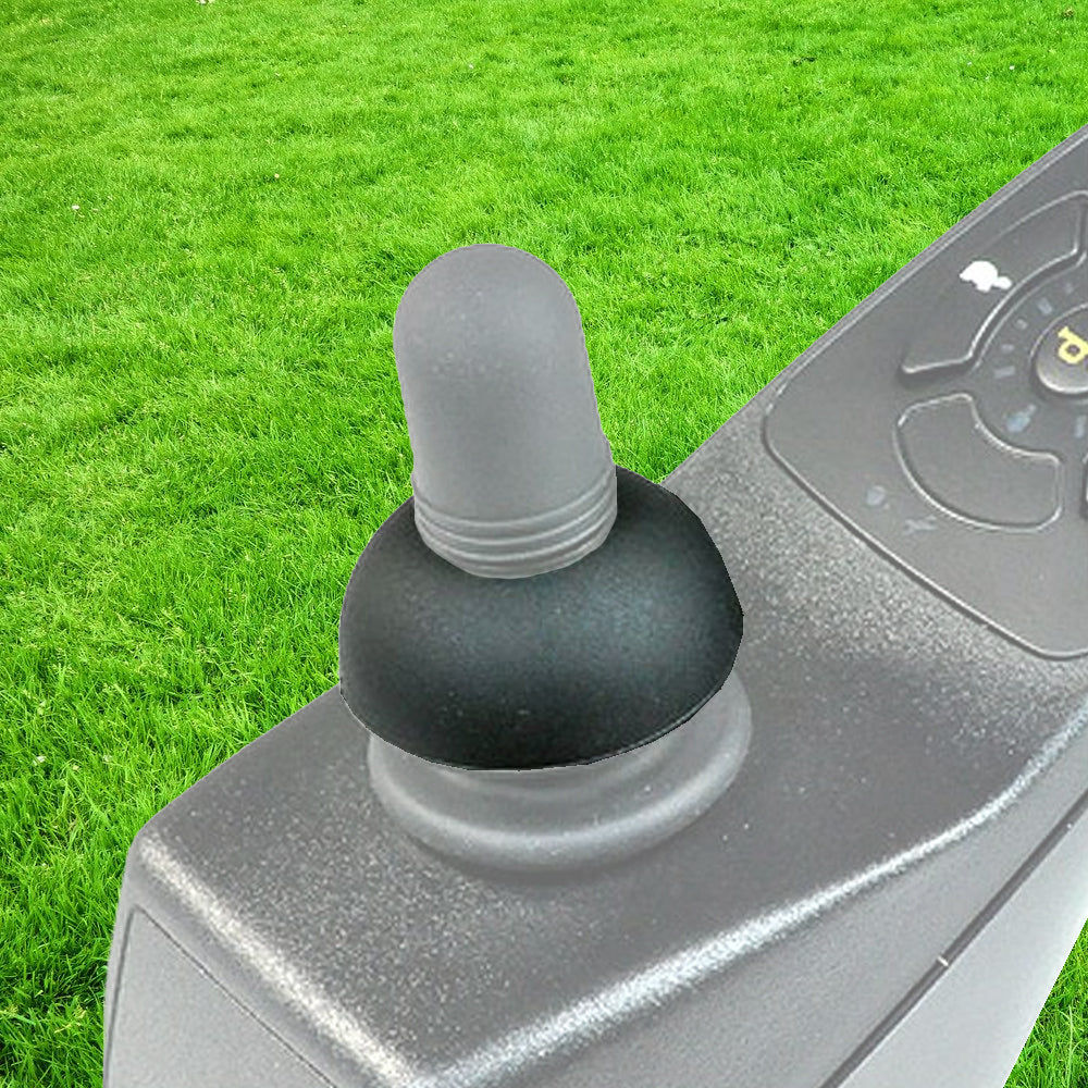 Joystick Skirt for Dynamic Joystick Remotes (Shark, SPJ+, A-Series) shown close-up on a lawn, highlighting the black rubber skirt beneath the joystick knob, designed to protect the joystick's electronics.