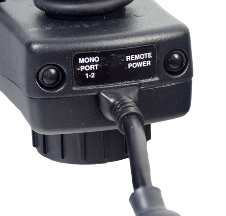 Close-up of the CMPJ+ (CMPJM6) joystick with colored display for Invacare power chairs, showing detailed buttons and ergonomic design, emphasizing its compatibility with MK6i electronics.