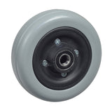 6x2 Flat-Free Deep Profile Caster Wheel Assembly for Invacare TDX Power Chairs, featuring a black rubber rim and pre-installed metal bearings for 1-sided forks.