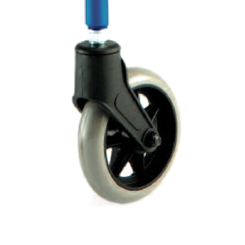 Front Fork Assembly with Caster for the Invacare 65950 Knee Walker featuring a visible 5 gray wheel and a blue handle.