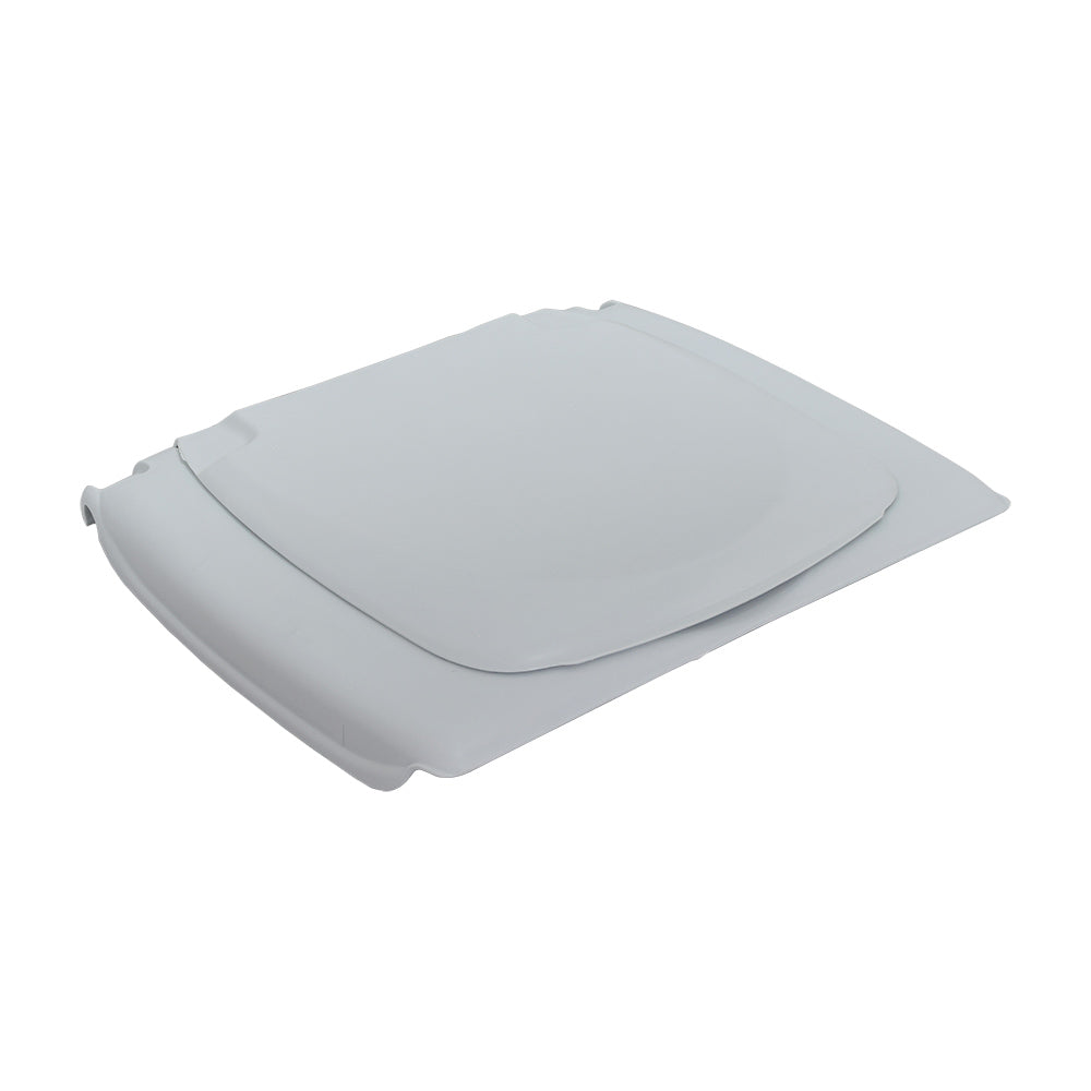 Toilet Seat with Lid for the Invacare Commode, shown as a white rectangular object with a snap-on lid, designed to fit Invacare 9630 and 9650 models.