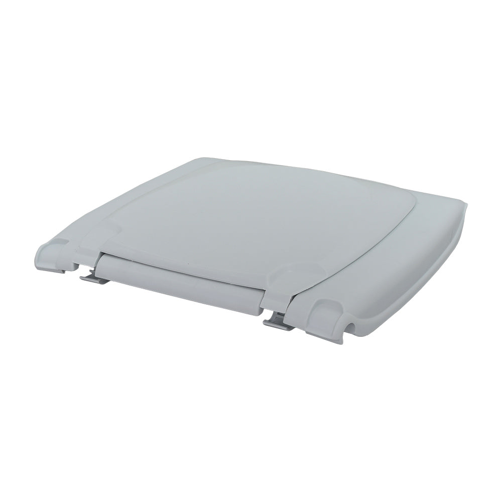 Toilet Seat with Lid for the Invacare Commode, designed to fit models 9630 and 9650. This white plastic seat includes a snap-on lid, providing a secure and hygienic solution.