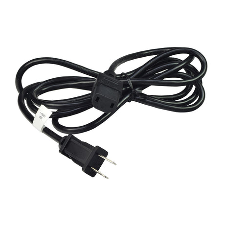 Power Cord for the Invacare HomeFill Oxygen System, featuring a black cable with a standard 2-prong male plug and a side-by-side 2-pin female connector for seamless power supply.