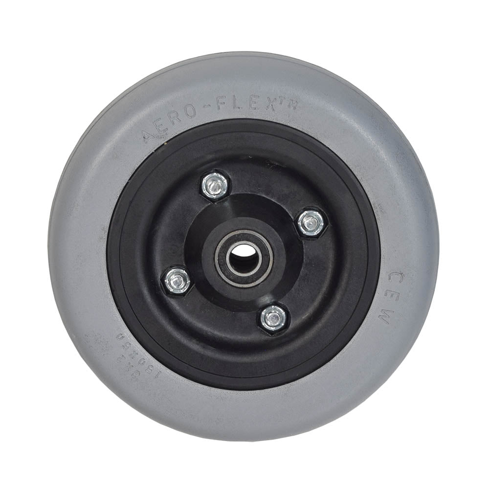 6x2 Caster Wheel Assembly for Invacare TDX3, TDX4, & TDX5 (Set of 2) featuring a black rubber rim, black split-rim hub, and visible screws on the wheel's surface.