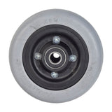 6x2 Caster Wheel Assembly for Invacare TDX3, TDX4, & TDX5 (Set of 2) featuring semi-pneumatic urethane gray tires on a black split-rim hub, with offset bearings visible in the central hole.