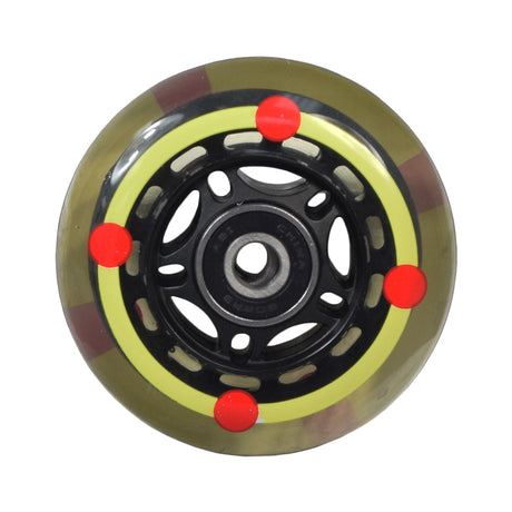 3 Anti-Tip Wheel Assembly for the Invacare Storm Series Arrow, Ranger X, & Torque SP Power Wheelchairs, featuring a detailed close-up of the wheel with included bearings for enhanced stability.