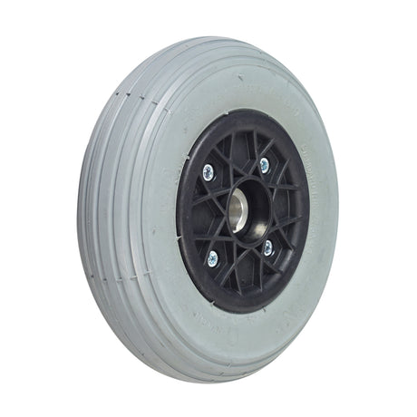 8x2 (200x50) Rear Wheel Assembly for Invacare Lynx L-3 & Lynx L-4 Mobility Scooters, featuring a robust black rim and central mounting hole, suitable for rear installation.