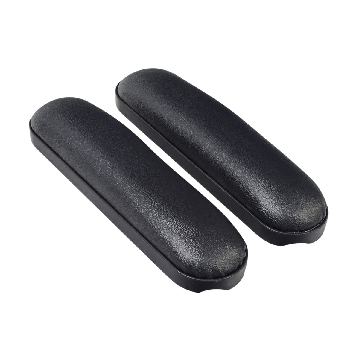 Set of 2 armrest pads for Invacare At'm and At'm QT Power Chairs, compatible with models post-3/16/05, displayed with mounting screws.