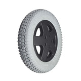 14x3 (3.00-8) Drive Wheel Assembly for Invacare Storm 3G Series Power Chairs Manufactured After 08/16/10, featuring a black 5-hole rim and foam-filled, flat-free, knobby treaded Primo Powertrax tire.