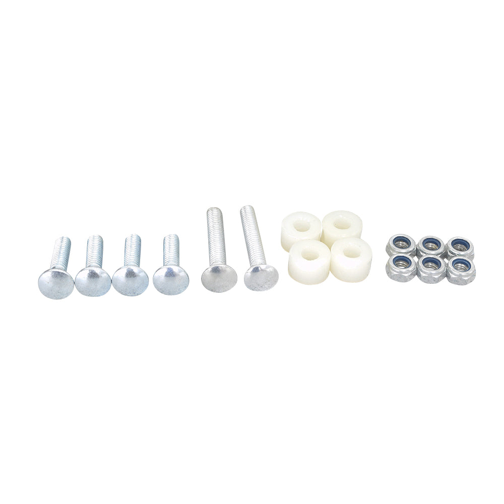 Crossbrace Assembly & Hand Rail Receivers for Invacare Homecare Beds with CareGuard Half-Length Rail 6640, featuring a collection of screws and bolts essential for mounting and strengthening the bed.