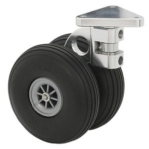 3 Dual Caster Wheel for Invacare Stand Up Lifts, showing a small wheel with a metal plate and rim, designed for smooth mobility and compatibility with Invacare lifts.