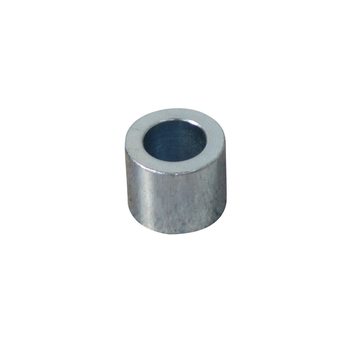 Footplate Bushing for Invacare Pronto Series Power Chairs: A metal cylinder with a hole, essential for attaching the footplate to the L bracket hanger in mobility hardware.