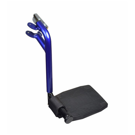 Right Side Footrest for the Invacare Transport Wheelchair featuring a blue metal foot pedal with a black handle.