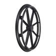 23 Wheel Assembly with Handrim for the Invacare Mariner Shower Chair, featuring a solid, treaded urethane tire with spokes.