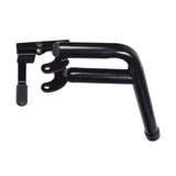 Hemi Footrest Support Assembly for the Invacare Pronto M50, M51, & M61 with SureStep, a black metal object with a handle and screws, part of the Invacare PHW93 footrest system.