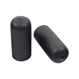 Black Rubber Tips for 5/8 Round Invacare Style Wheelchair Wheel Locks Extensions (Set of 2) showing a close-up of the cylindrical black rubber tips designed for engaging or disengaging the wheel lock.