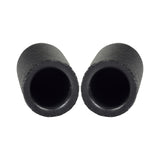 Black Rubber Tips for 5/8 Round Invacare Style Wheelchair Wheel Locks Extensions (Set of 2) shown close-up, highlighting their cylindrical shape and central hole for easy wheel lock engagement.