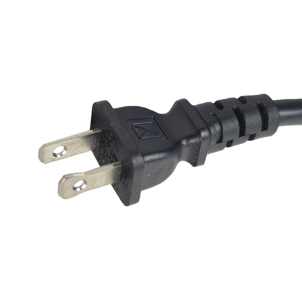 2 Pin 141 Power Cable for Hi/Lo Motor Assembly, featuring a 2-pin male plug on one end and a 90-degree female plug on the other, for Invacare Full Electric Homecare Beds.