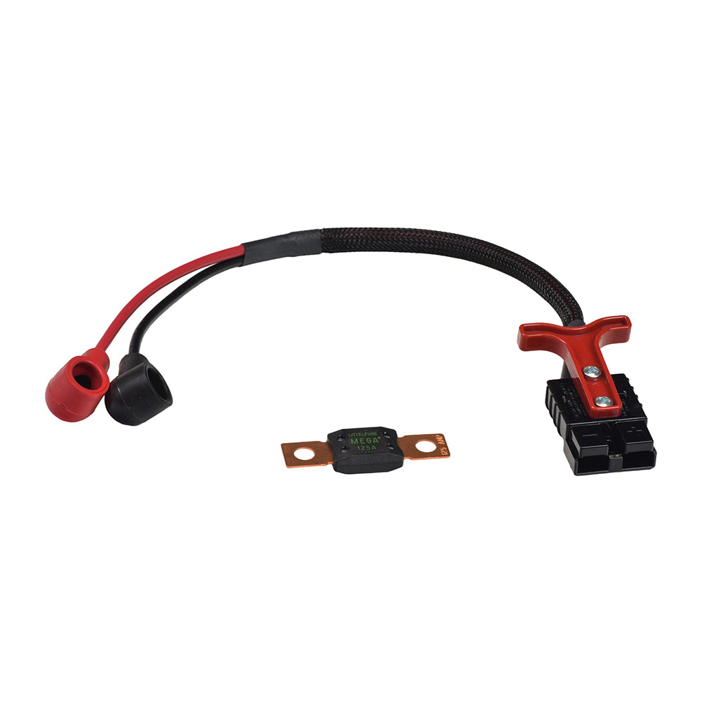 Quick Disconnect Battery Cable with Fuseable Link for the Pride Hurricane (PMV5001) and Legend XL (SC3450) featuring a robust red handle and black cable, designed for easy and secure battery dismounting.