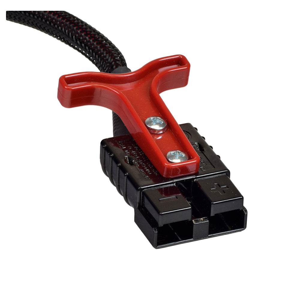 Quick Disconnect Battery Cable with Fuseable Link for the Pride Hurricane (PMV5001) and Legend XL (SC3450), featuring a sturdy red handle and black braided cable for easy and secure battery disconnection.