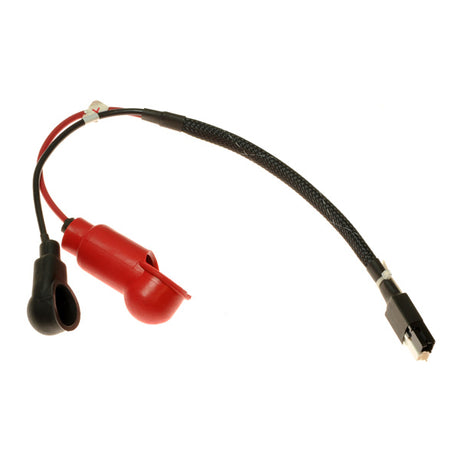 Quick Disconnect Battery Cable for the Jazzy EVO 614 & EVO 614HD featuring a black cable with integrated 40A fuse-able link for efficient battery dismounting in power chairs.