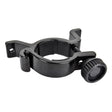 Quick Release Bottle Carrier Mount: a black metal adapter with a black cap and screw, designed to attach water bottle cages to handlebars, fitting bars 22.2-31.8mm in diameter, featuring a no-tool quick release mechanism.