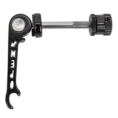 Close-up of the Quick Release Lever with Bottle Opener, a black bicycle seat adjustment tool designed for easy use and added functionality, suitable for various scooters and bikes.