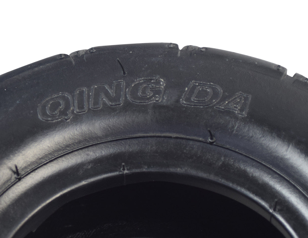 Close-up of a 200x75 Scooter Tire with QD122 Tread, showcasing its detailed slick tread pattern suitable for Bladez gas and electric scooters.