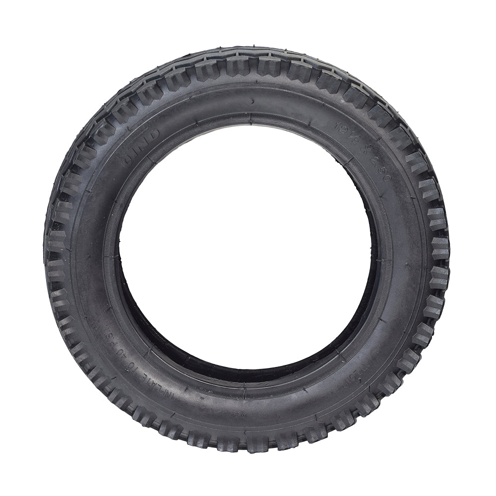 12-1/2 x 2.50 Heavy-Duty All-Terrain Tire for the Hover-1 H1 TRAK Electric Dirt Bike, showcasing a detailed tread pattern and durable build, suitable for replacing worn-out or damaged tires.