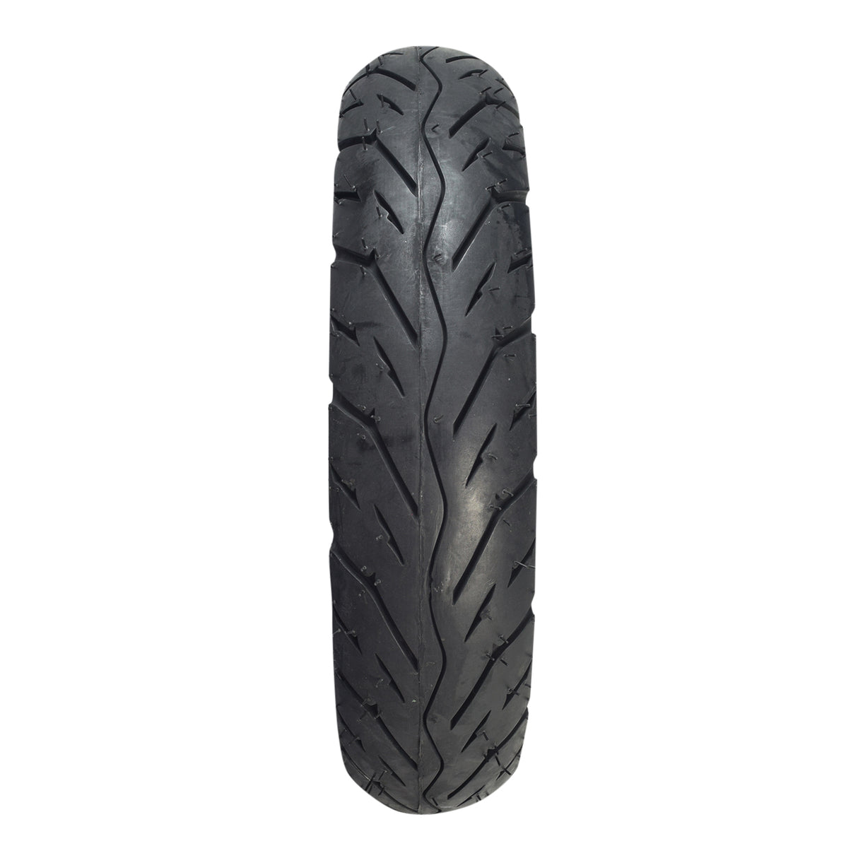 3.50-10 (100/90-10) Tubeless Scooter Tire with QD004 tread for the TaoTao CY50-B Scooter, featuring a close-up view of its detailed street-legal tread pattern.