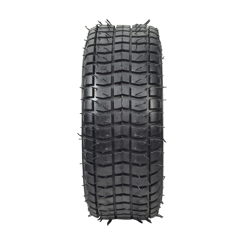 9x3-1/2 (9x3.50-4) Tire for the MotoTec MT-04 Solar Electric Go-Kart, featuring a black rubber tread with prominent spikes, ideal for go-karts and recreational scooters.