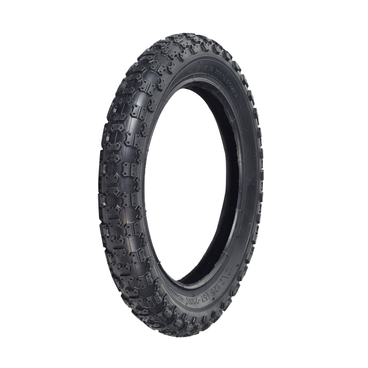 12-1/2x2-1/4 / 12x2-1/8 (57-203/62-203) Scooter Tire with TL603 Knobby Tread, showcasing a black tire with a rugged tread pattern designed for recreational scooters.