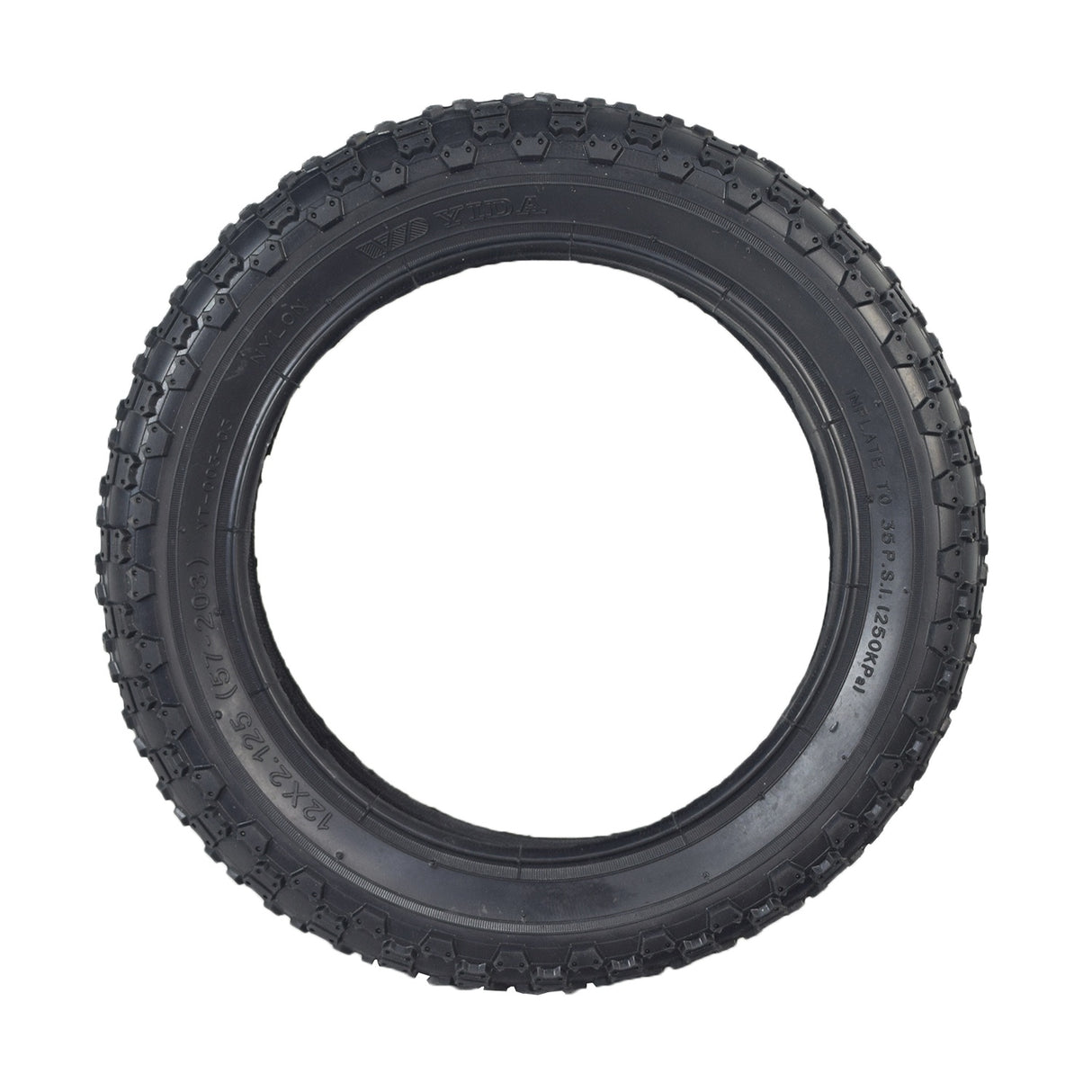 12-1/2x2-1/4 (57-203/62-203) Tire and Tube Set with Knobby Tread, showing detailed tread pattern suitable for various scooters.