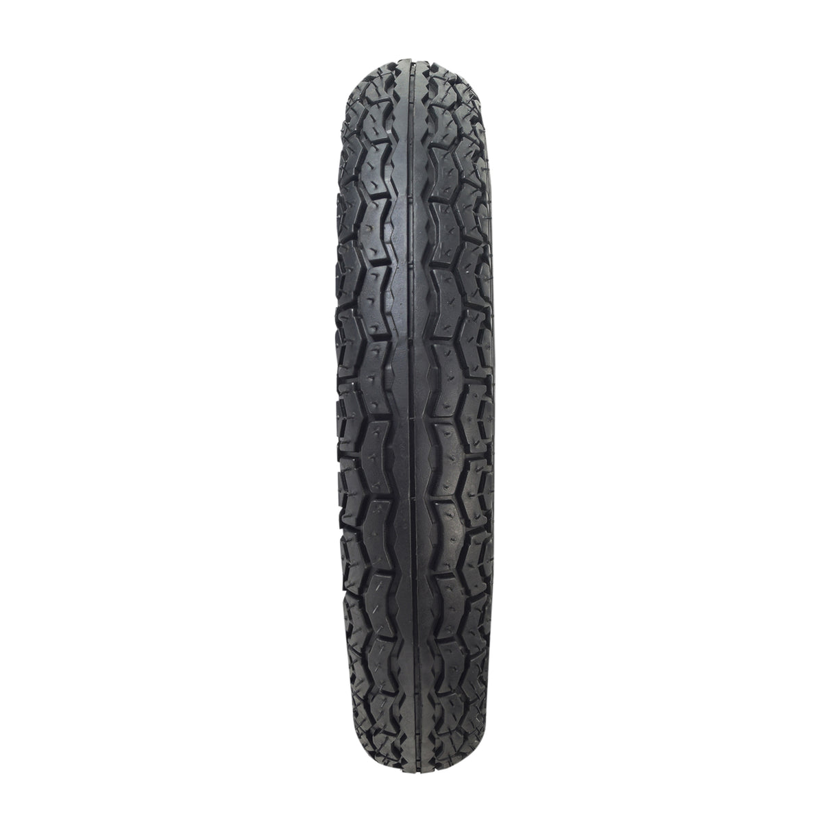 14x3 (3.00-8) QD005 Street Tread Tire for scooters and power chairs, showcasing a rugged tread pattern for enhanced traction, offering a smooth ride, available with an optional 90-degree angled valve stem.